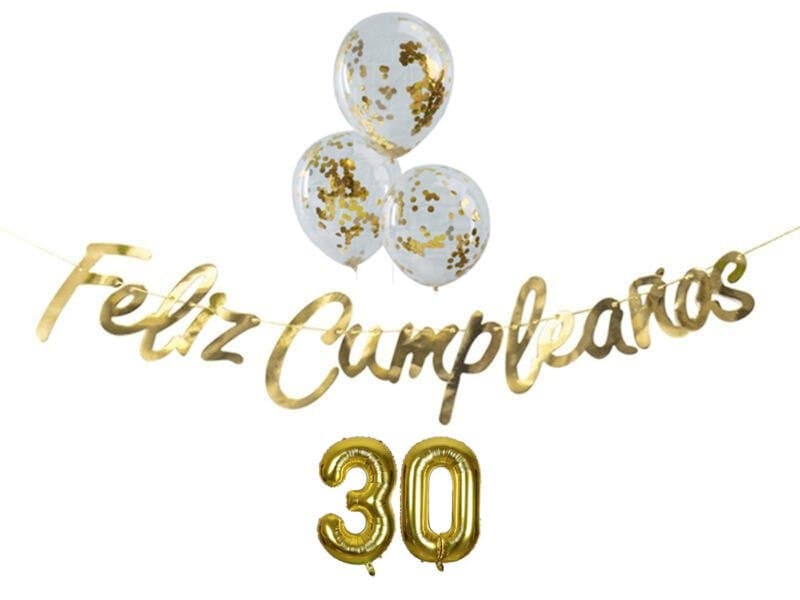 Combo guirnalda + globos con confeti + numeros