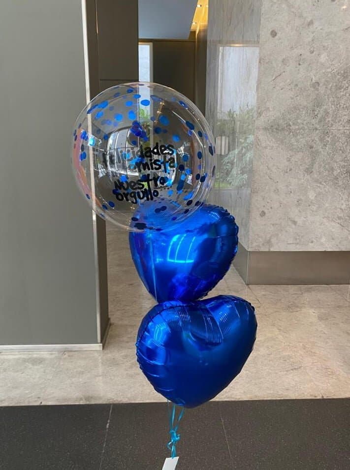 Globo burbuja + corazones en helio - Imagen principal
