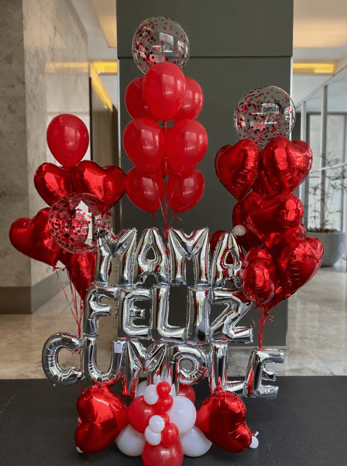 Bouquet feliz cumple + nombre + corazones - Imagen principal